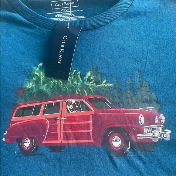 Men’s Shirt  Bulldog Riding in a Woody Wagon Large NWT - Picture 3 of 4